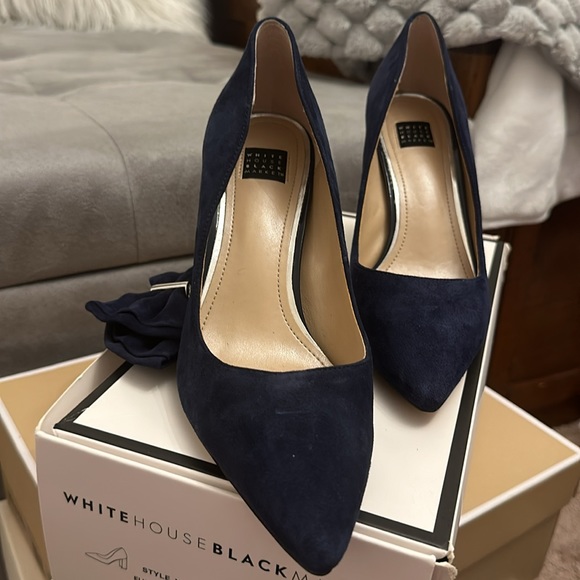 White House Black Market 3.5inch heels. Color is Elisa Officer Blue. - Picture 3 of 4